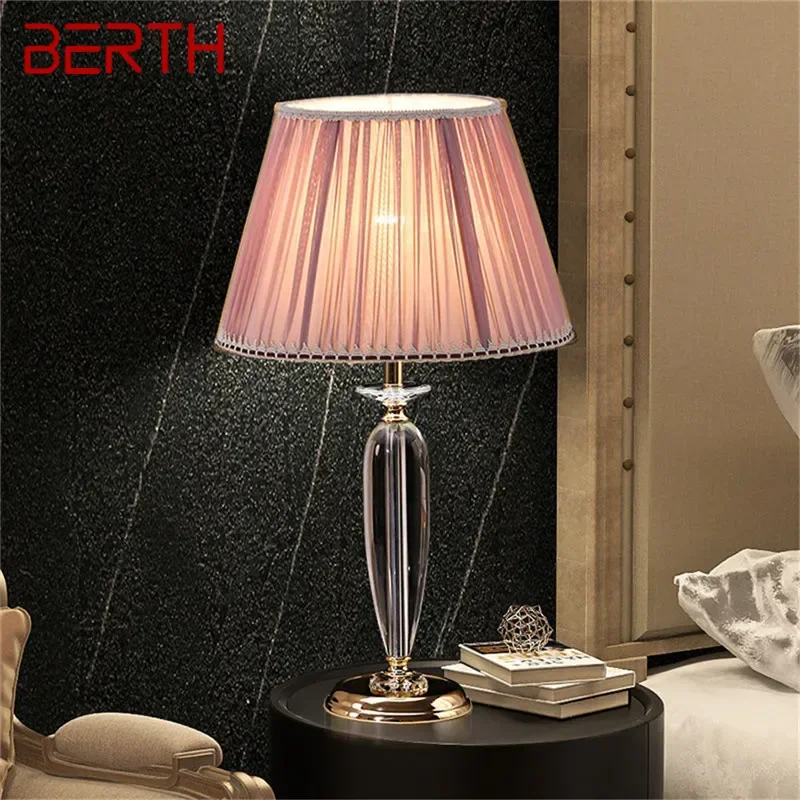 BERTH Fashionable Modern Crystal Table Lamp LED Luxury Living Room Bedroom Study Villa Hotel Home Decoration Light