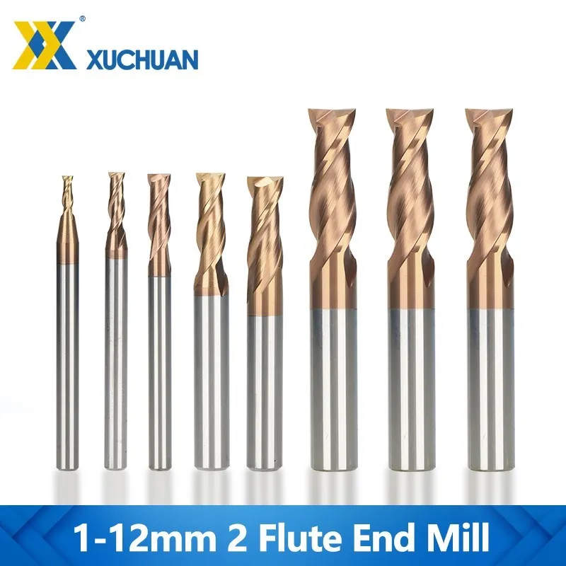 CNC Carbide End Mills Tungsten Machine Cutter Tools 2 Flute Metal Steel CNC Router Bit Milling Cutter for Wood Metal