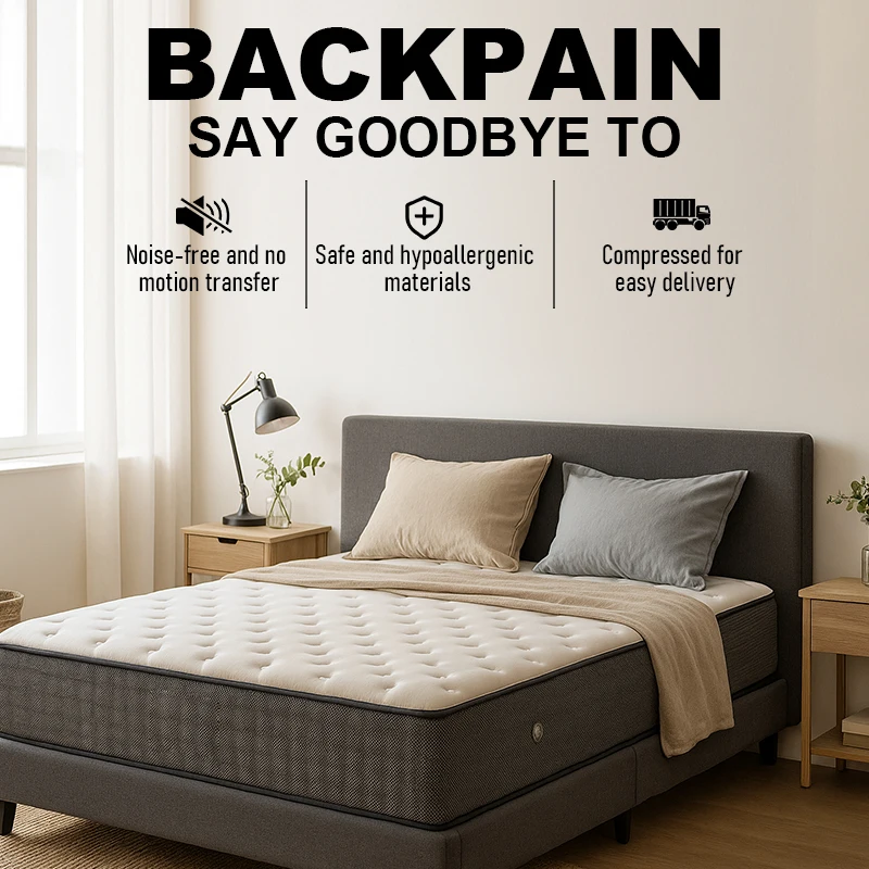 King Size Queen Double Hybrid Pocket Spring Coil مرتبة مضغوطة لتقويم العظام، مرتبة سرير الفندق #2