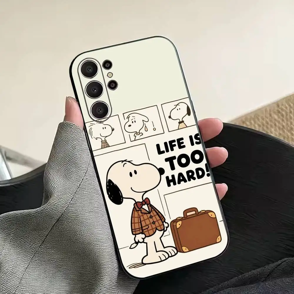 Vintage S-snoopy-s Black Soft Silicone Phone Case for Samsung Ultra S26, S24, S21, S22, S23, S30, Plus, Lite view 3