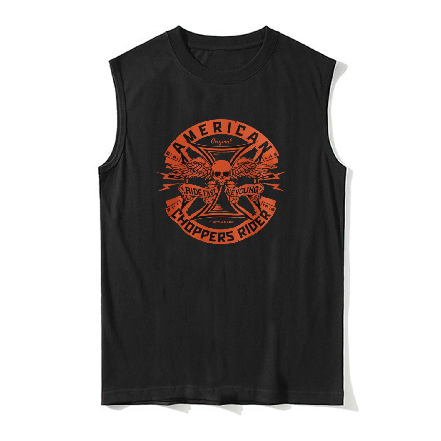 

American Custom Chopper Motorcycle Tanktop 100% Cotton O-Neck Summer Casual Mens Vests Sleeveless T-shirt Rider Streetwear