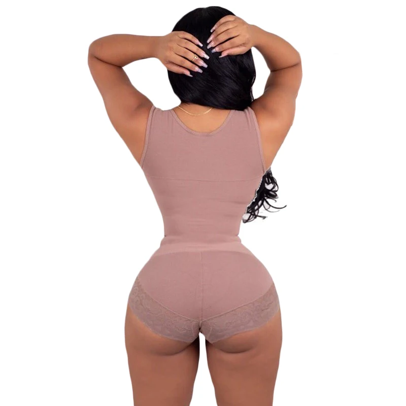 Fajas Colombianas Women Bodysuit Open Bust Tummy Control Shapewear Slimming Lace Triangle Waist Trainer Compression Body Shaper