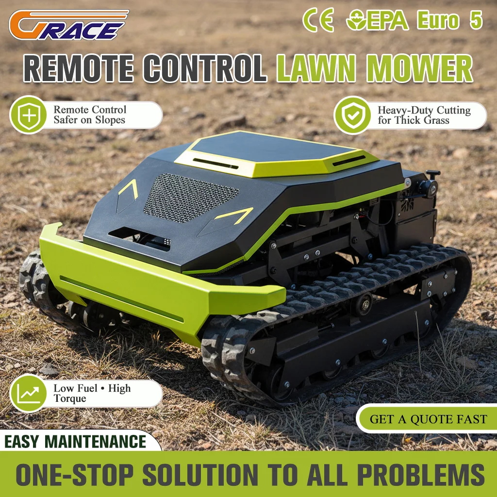 

Light Weight Remote Control Lawn Mower One Key Start Wireless Automatic Crawler RC Grass Trimmer For Green Land
