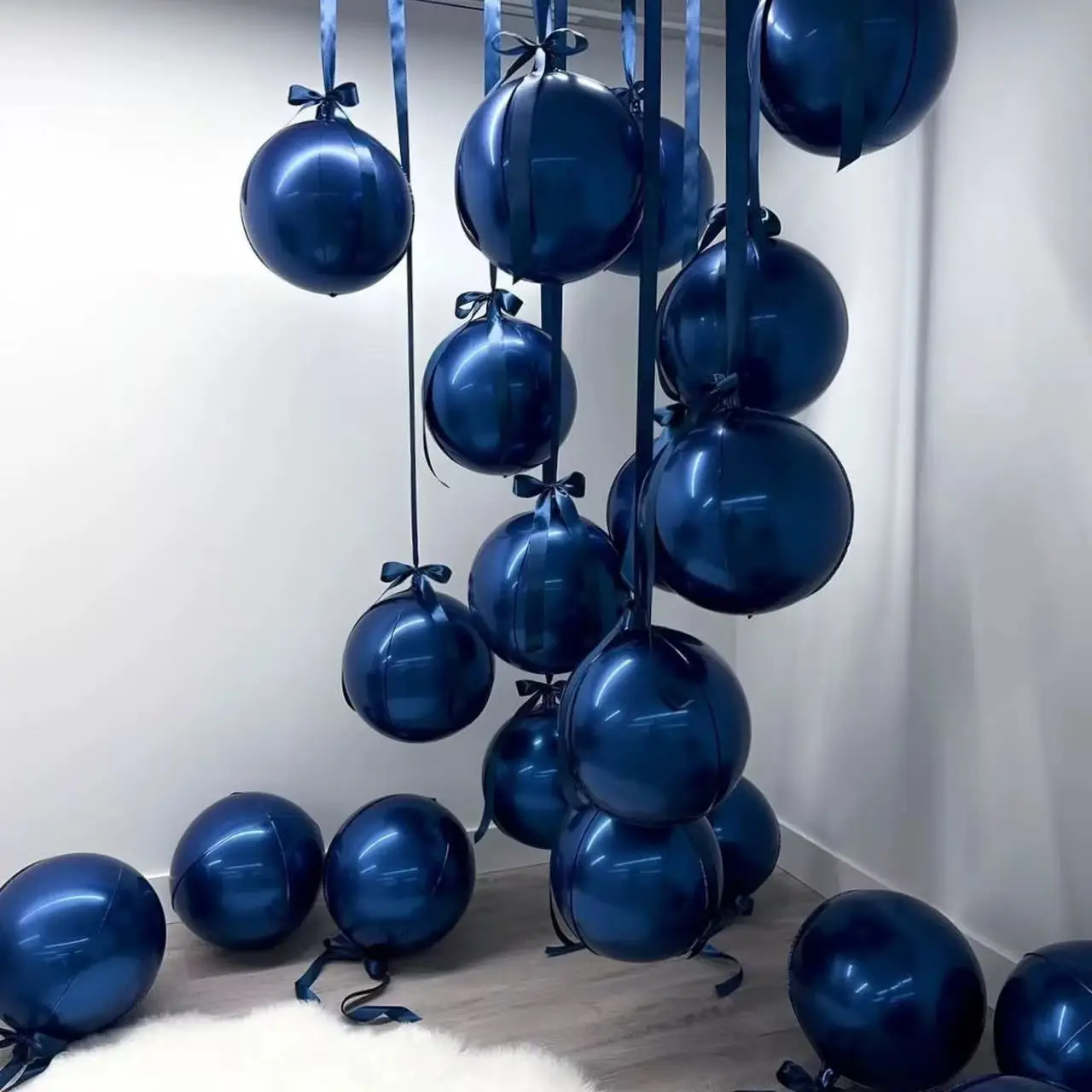 10-50inch 4D Round Foil Balloon Huge 4D Navy Blue Silver Foil Helium Air Balloons New Year Birthday Wedding Party Decor Globos