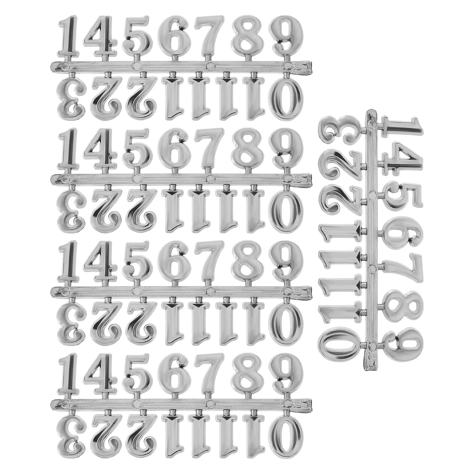 

5Sets Arabic Numbers Plaque Blocks Versatile Clock Numerals Kit for DIY Decoration Replacement Silver Tone Clock Accessories