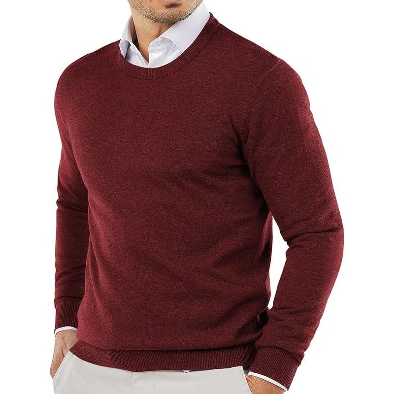 

Men's Pure Color round Neck Sweater H 45726 Crew Neck Knitwear Comfortable Soft Fabric Easy Care No Brand Registered Trademark