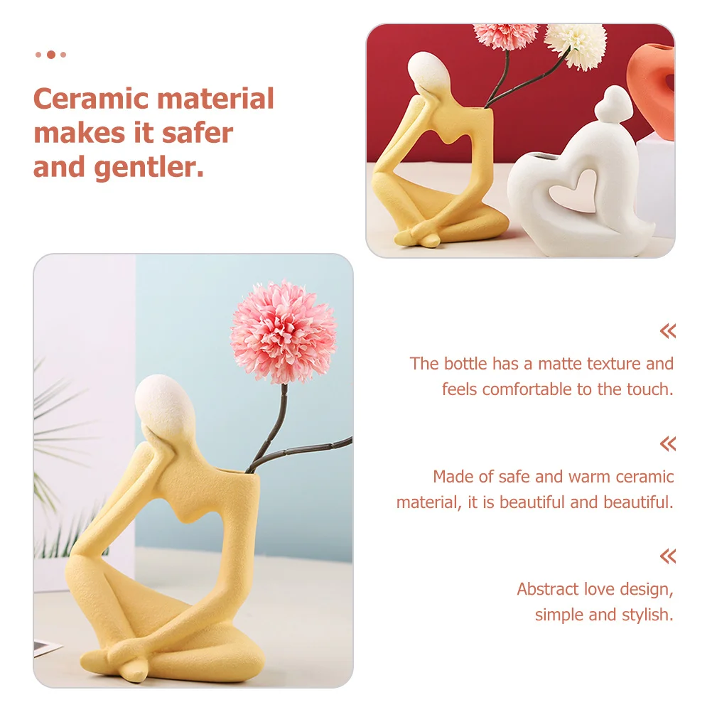 

Indoor Vases Office Desk Decor Unique Flower Thinker Big Sculpture Home Decoration