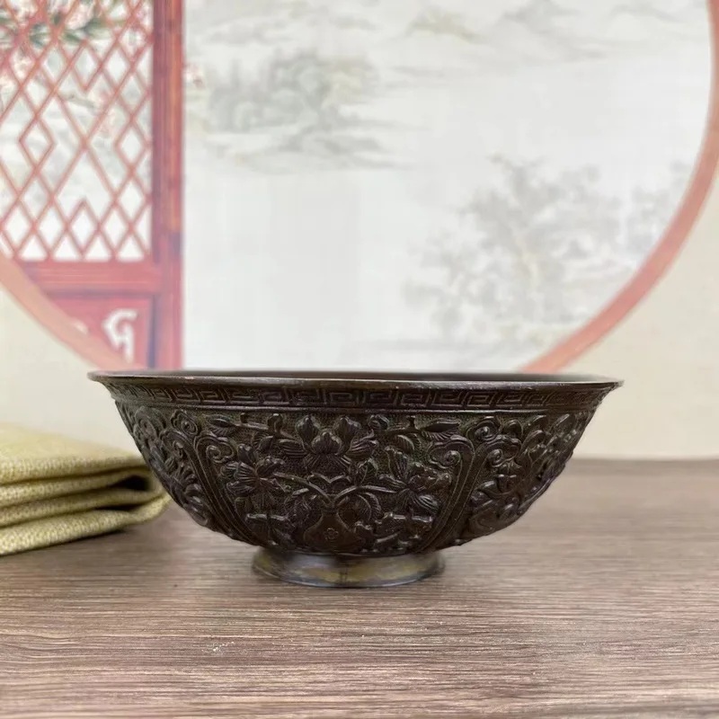 Antique copper flower bowl, vintage antique items, authentic old copper bowl, guaranteed authenticity, special price