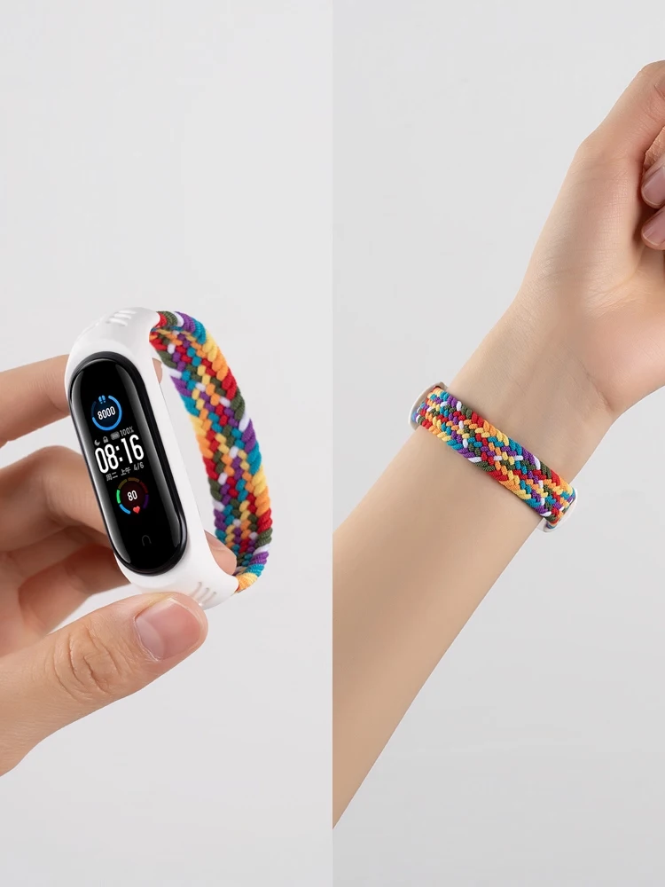 Braided Strap for Xiaomi Mi band 7 6 5 4 3 nfc miband Watch replacement belt elastic watchband Bracelet correa Mi band 7 Bands