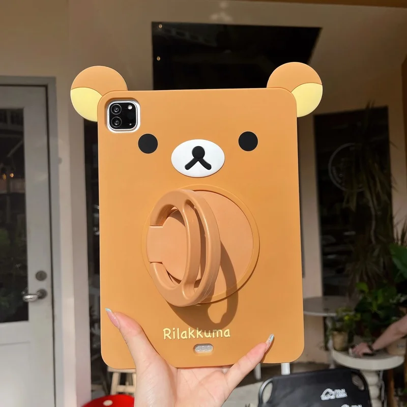 3D Cartoon Cute Bear Silicone Tablet Case For IPad 9 8 7th Generation Air Mini 3 4 5 6 10.9 Pro 11 A16 12.9 13 inch Tablet Case