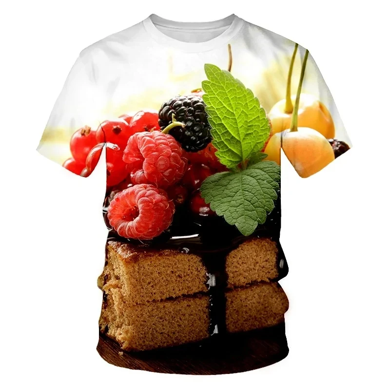 Gourmet French Fries Print 3D T-shirt Bright Color Cute Men T Shirt O-neck Short Sleeve Fashion Leisure Comfortable Tee Shirts