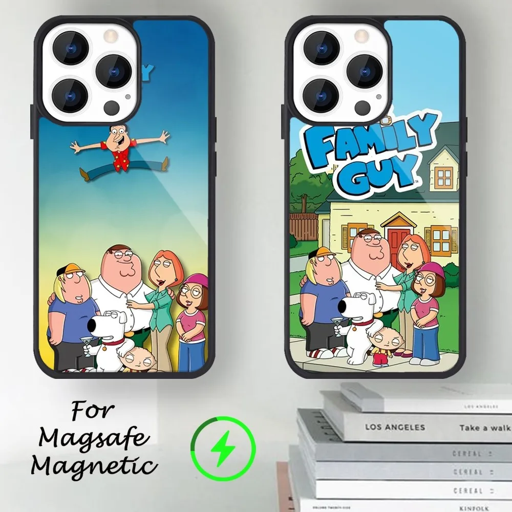 Cartoon F-Family Guy Phone Case For iPhone 14 13 12 11 15 Pro Max Magsafe Magnetic