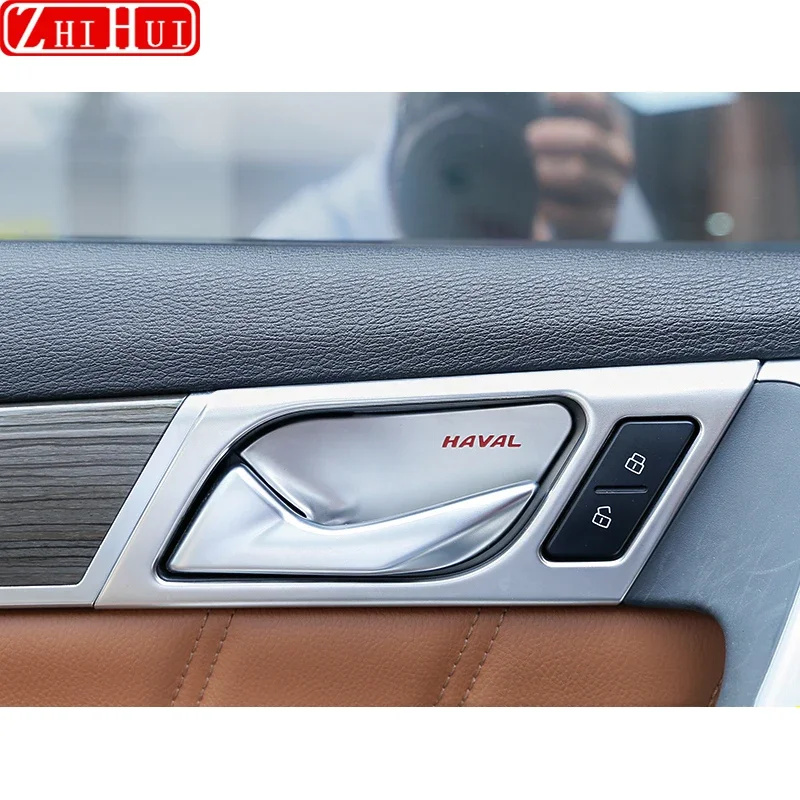 Door Handle Trim for GWM Haval Hover H9 2015-2022 Stainless Steel Inner Door Handle Cover Automotive Interior Accessories Bowl