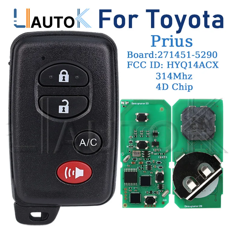 Car Key for Toyota Prius / Plug-In 2010 2011 2012 2013 2014 2015 FCC ID: HYQ14ACX Board 271451-5290 Smart Car Remote Control Key