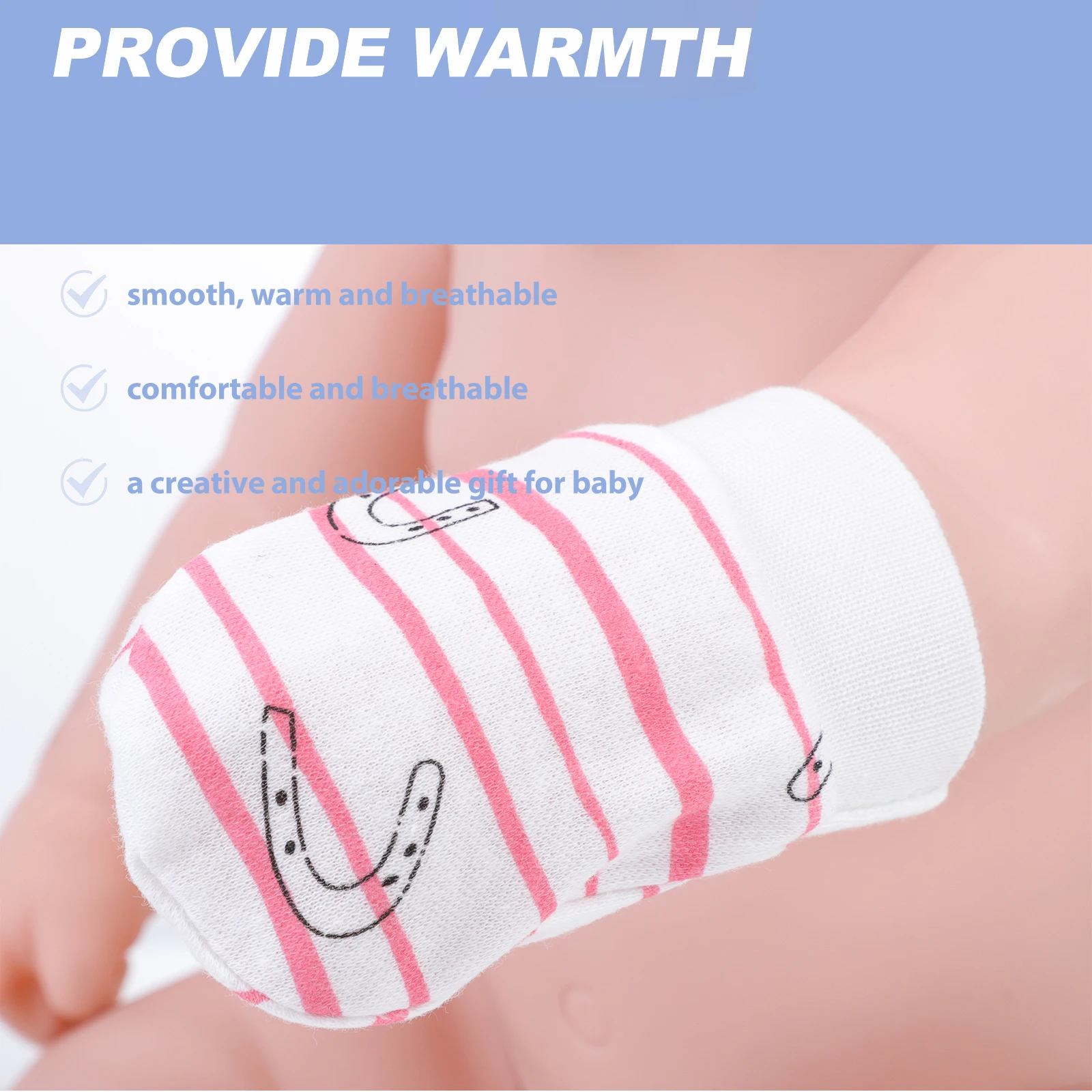 

Baby Hat H Foot Covers Cotton Gloves Anti scratch Newborn Unisex Lightweight Breathable 2 Sets Manicure Fingerless