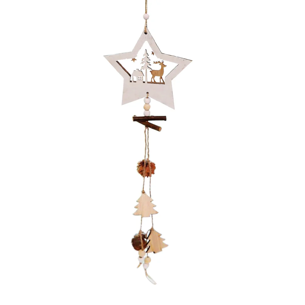 

Wooden Elk Pendant Christmas Hanging Ornaments Decorate Home Office Wall Window Door Christmas Tree Embellishments Party