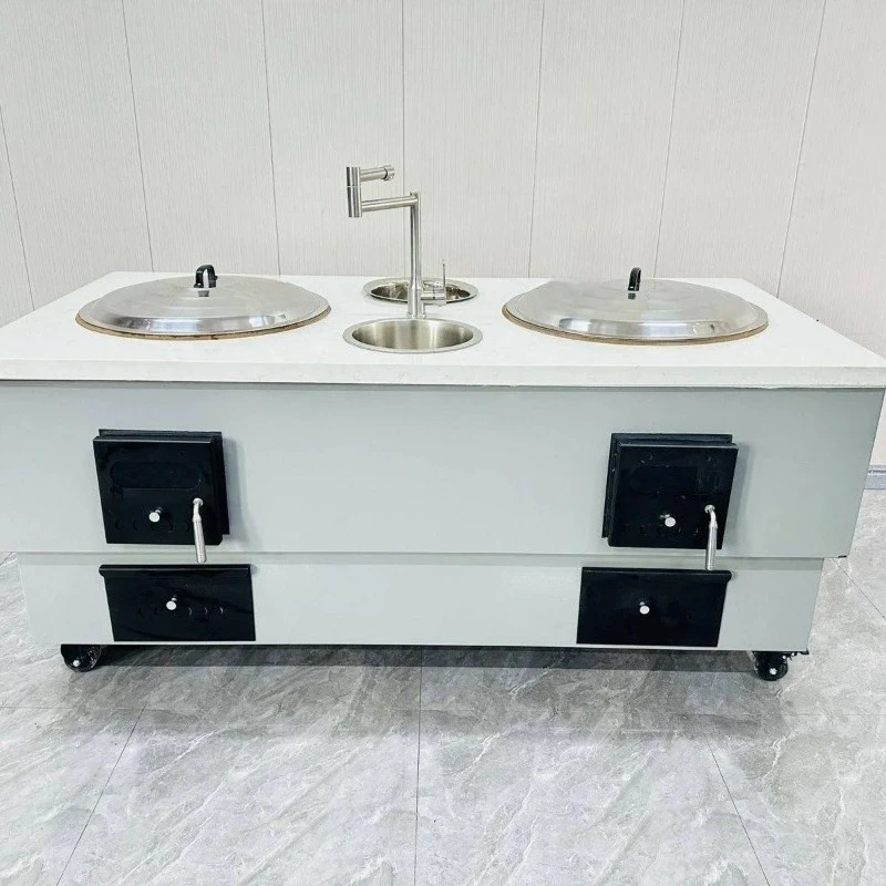 Home New Thickened Marble Countertop Outdoor Removable Double Stove with Cabinet