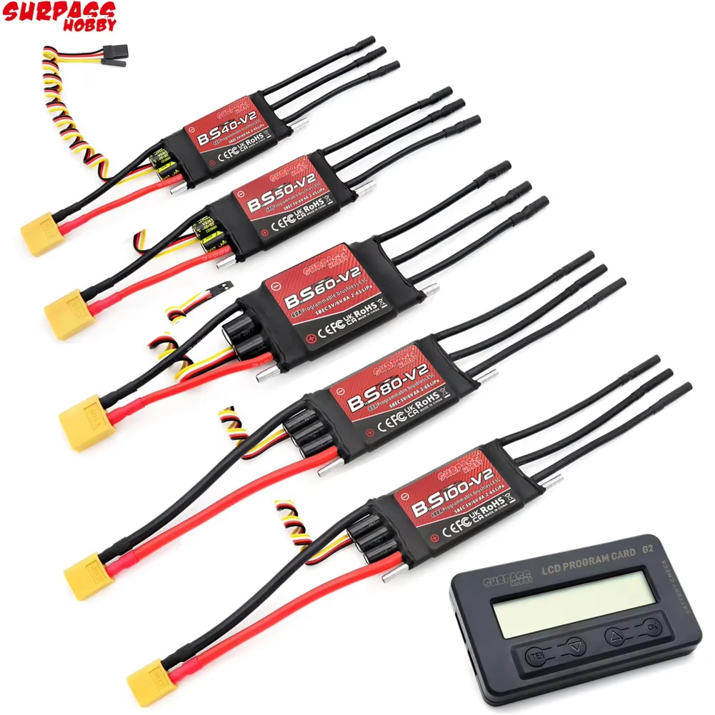SURPASS HOBBY 40A 50A 60A 80A 100A V2 2-6S Brushless ESC with Ubec XT60 Plug for RC Ship Boat Pneumatic Underwater Prop Parts