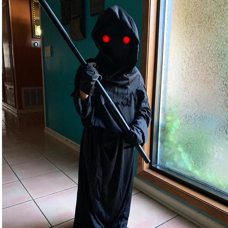 Jongens Halloween Black Death Azrael Kostuums Kids Kinderen Hell Devil Scary Cosplay Carnaval Purim Parade Rollenspel Feestjurk