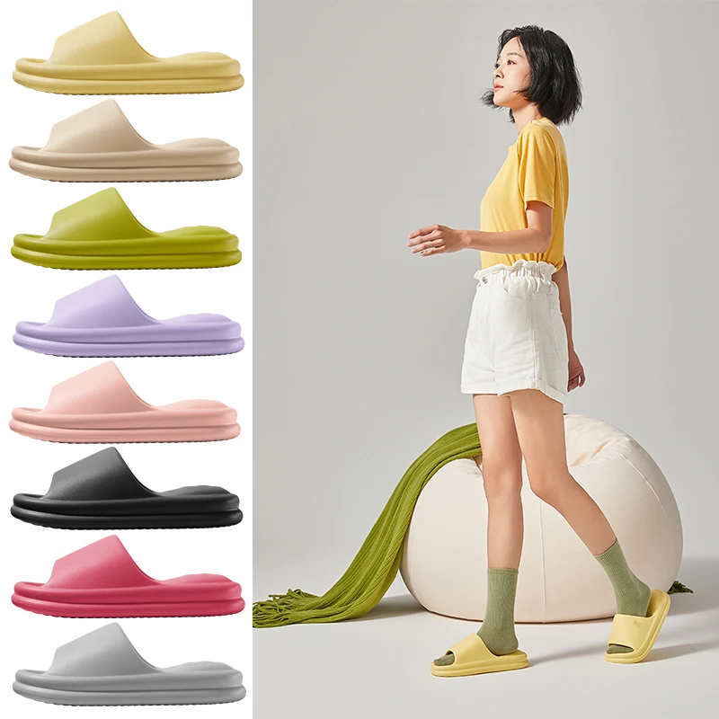 Women Summer EVA Slipper Solid Color couple Beach slippers 2024 Solid Color Flat Sandals Non-slip Bathroom Slippers Pantuflas