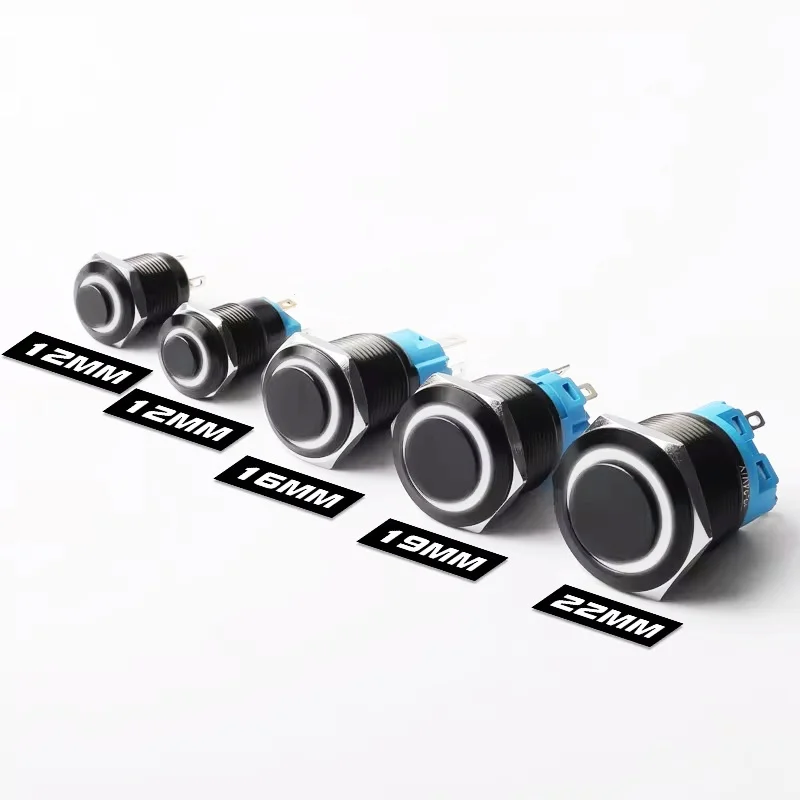 8mm Waterproof Latching Maintained High Round Stainless Steel Metal Push Button Switch Light Shine Car Horn Fix 3V 5V 12V 24V