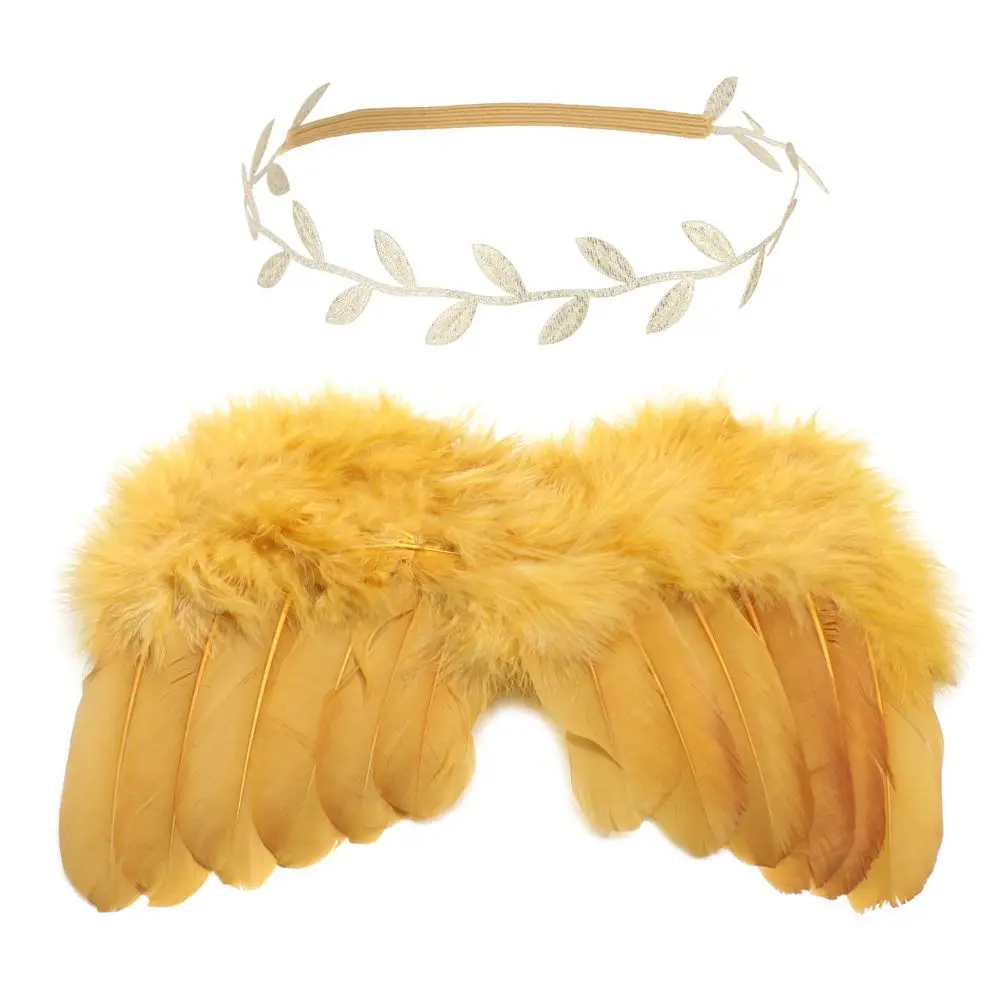 New Newborn Photography Accessories Angel Wing Baby Photo Props Feather Wing Costumes For Infants Girls Headwear Kids Dress