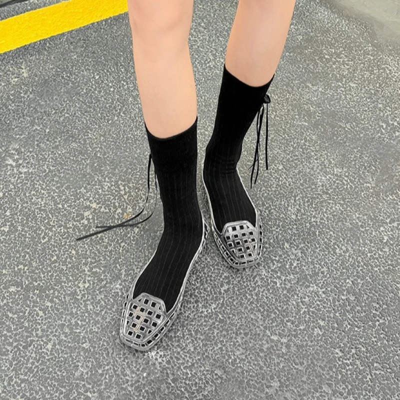 Korean Summer Transparent Crystal Jelly Shoes Women Low Top Casual Sandals Adult Flip Flops Flat Upgraded Pvc Summer Shoes image 4