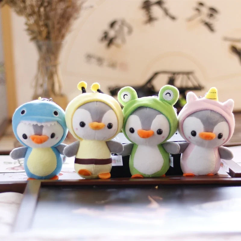 

Cute Stuffed Animals Penguin Doll Keychain Plush Little Penguin Transforms Into Dinosaur Frog Doll Keyring