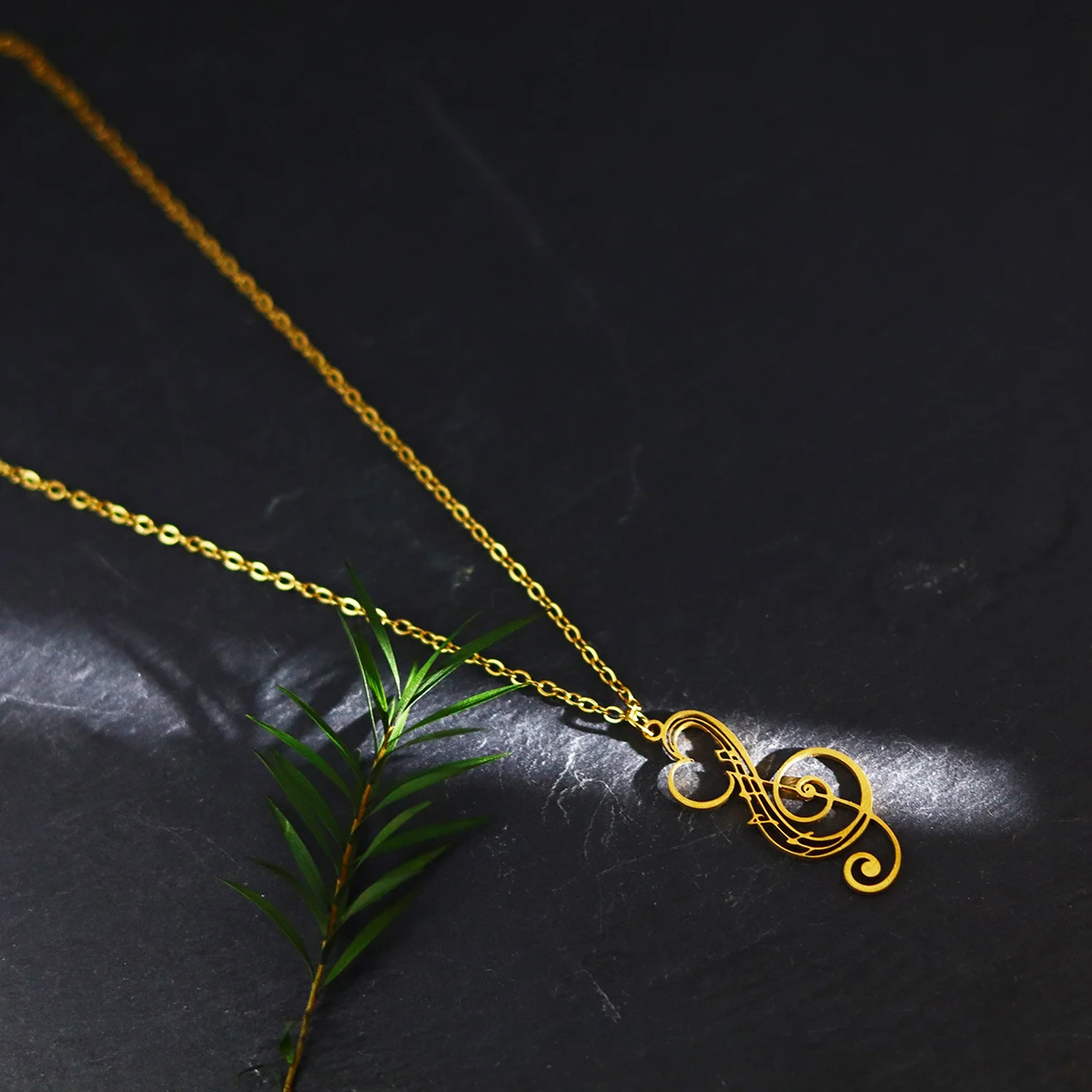 Kinitial Music Necklace Score Note Treble Chain Musical Symbol G Clef Gift For Woman Man Stainless Steel Jewelry Wholesale New view 5