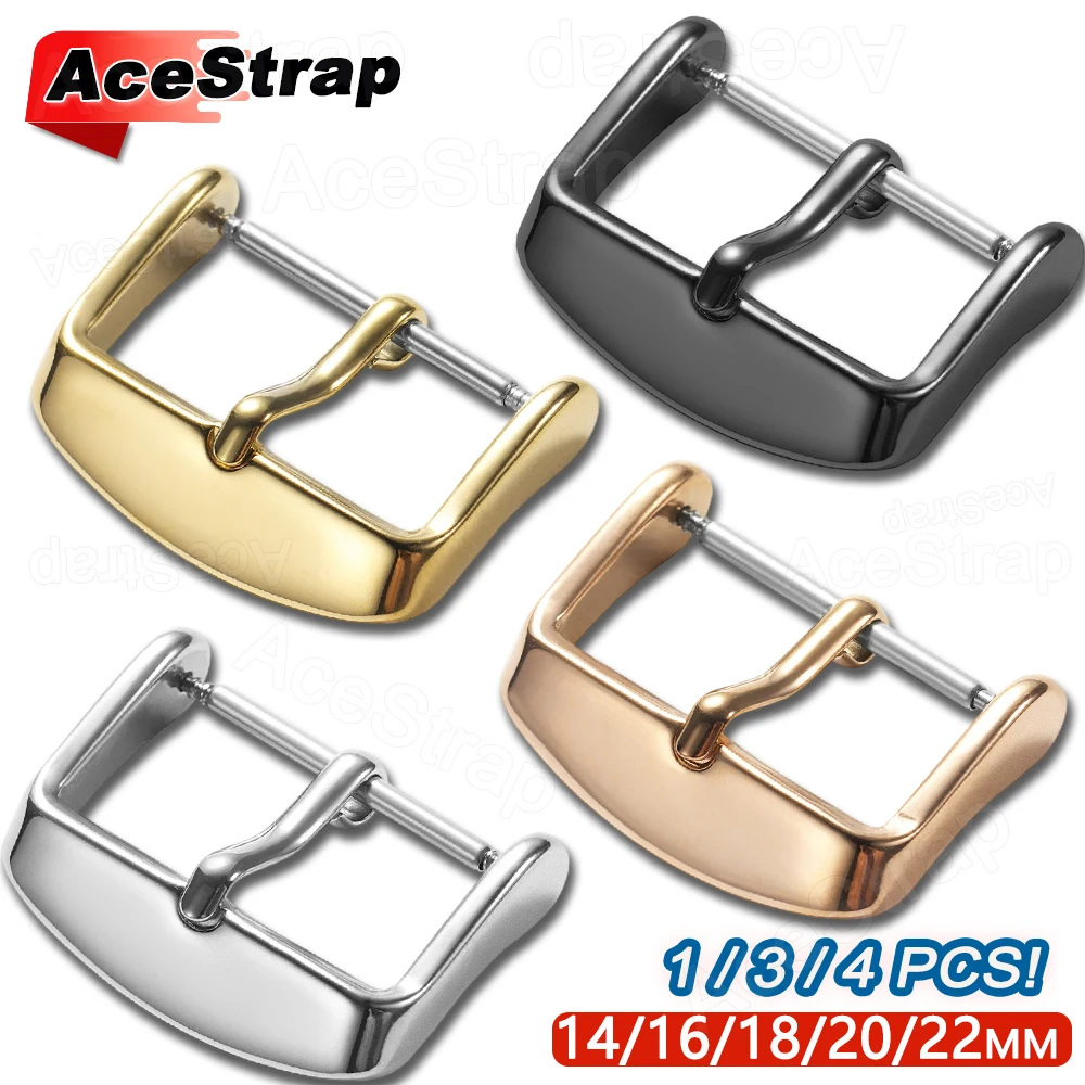 1/3/4pcs 14/16/18/20/22mm Watchbands Buckle Stainless Steel Pin Clasp 2mm Metal Button Silicone Leather Nylon Strap Watch Buckle
