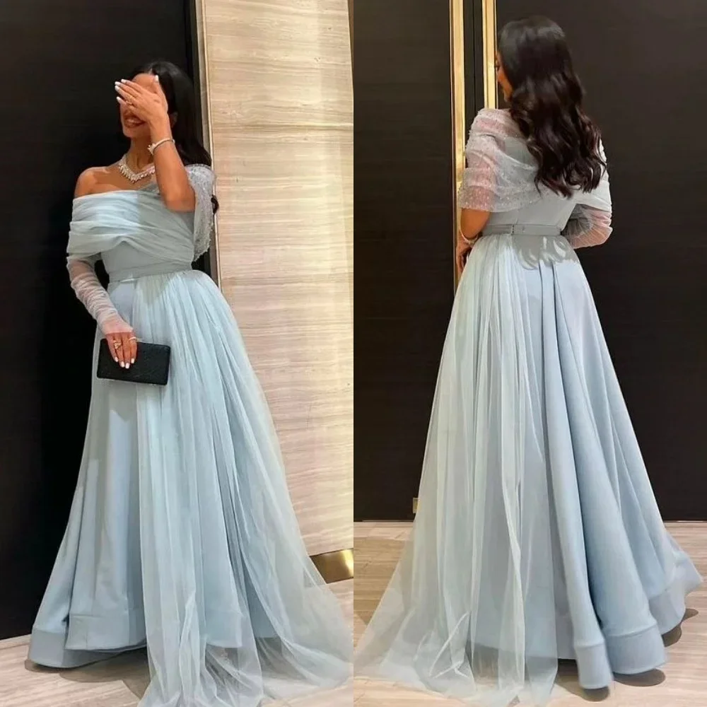 Exquisites, plissiertes, schulterfreies Ballkleid in A-Linie, einarmeliges, knöchellanges, formelles Abendkleid, Cocktailkleid, modernes Kleid