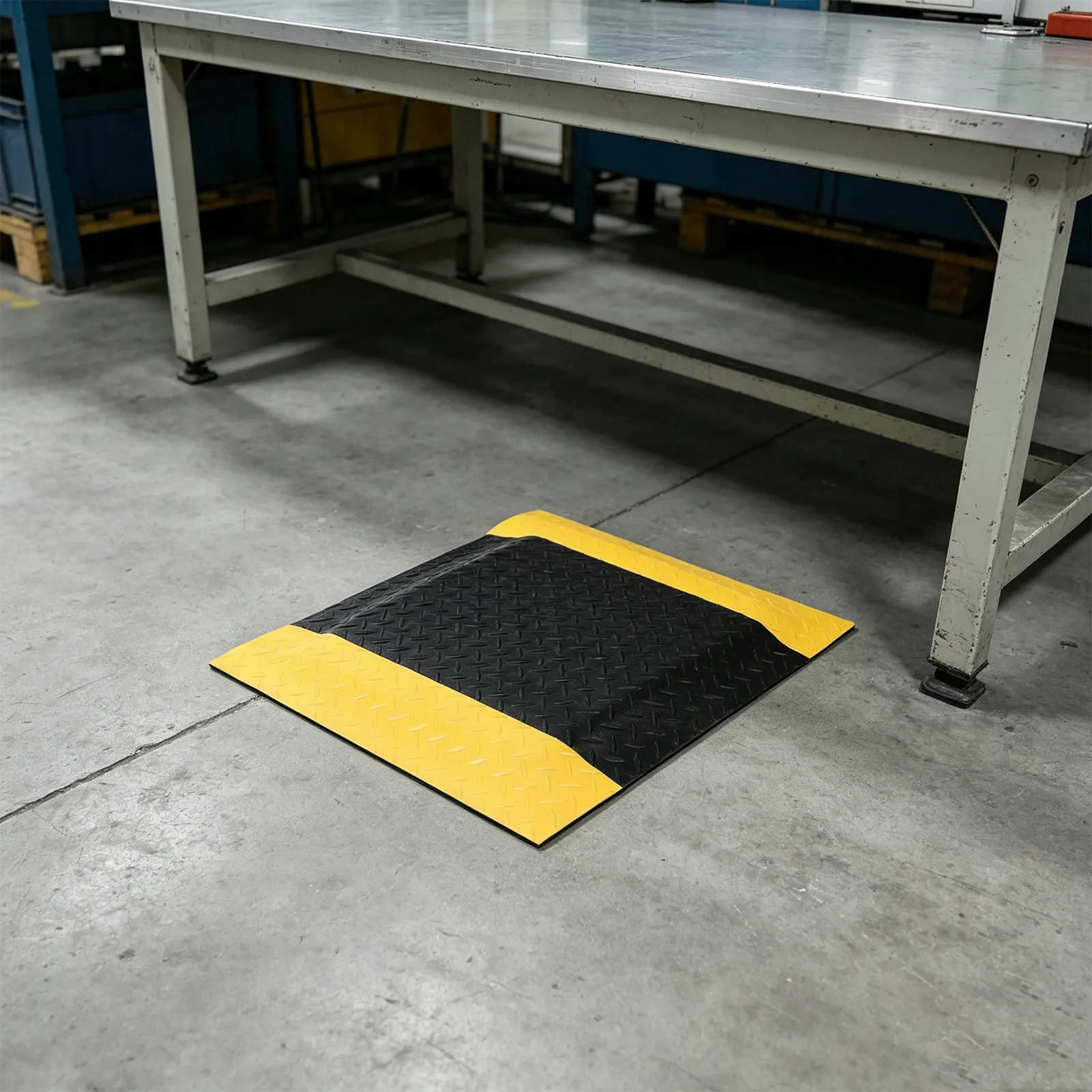 Anti Static Industrial Floor Mat Heavy Duty Non Slip Safety Diamond Plate Yellow Border Ergonomic Standing Mat Workstation view 6