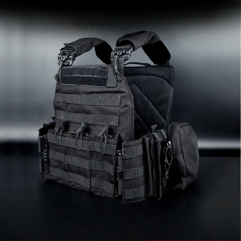 Black 6094 Training Tactical Vest, Quick Release Weight-Bearing Carrier for Airsoft Wargame Military Fan
