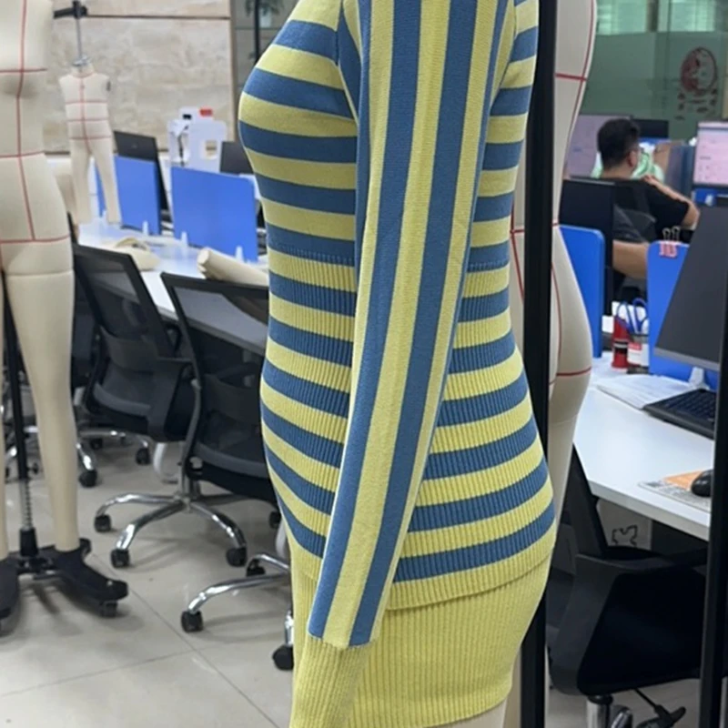 

Роскошные женские вязаные шорты в желтую полоску, облегающие лоскутные рубашки с длинными рукавами и короткими рукавами