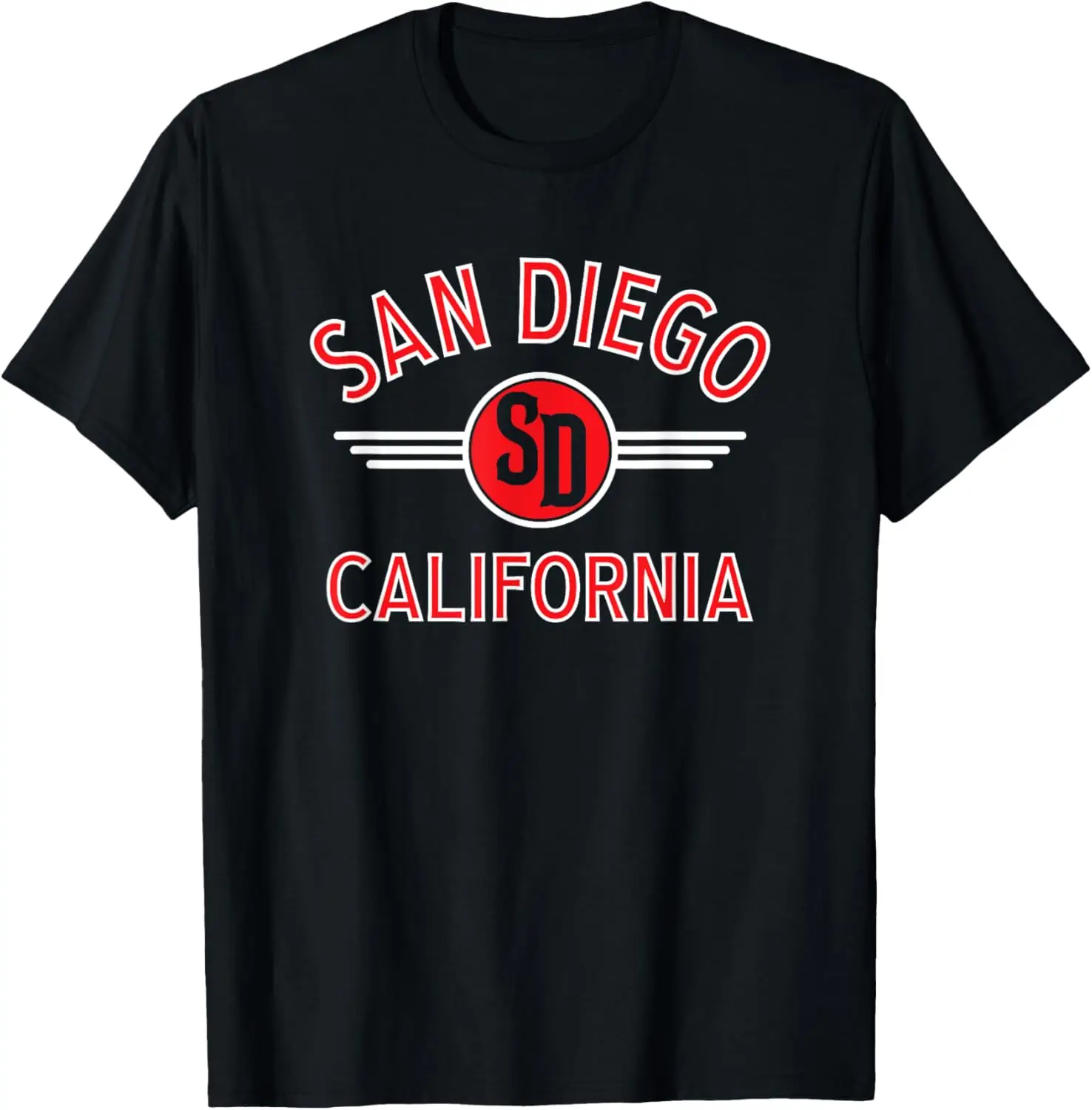 

San Diego California SD Circle Red Print T-Shirt