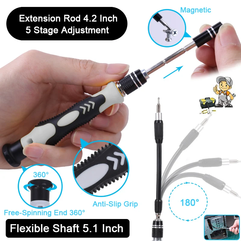 Precision Screwdriver Set 170 in 1 Screw Driver Set Hexagonal Flat Head CRV Magnetic Screwdriver Bits for iPhone PC Watch Camera