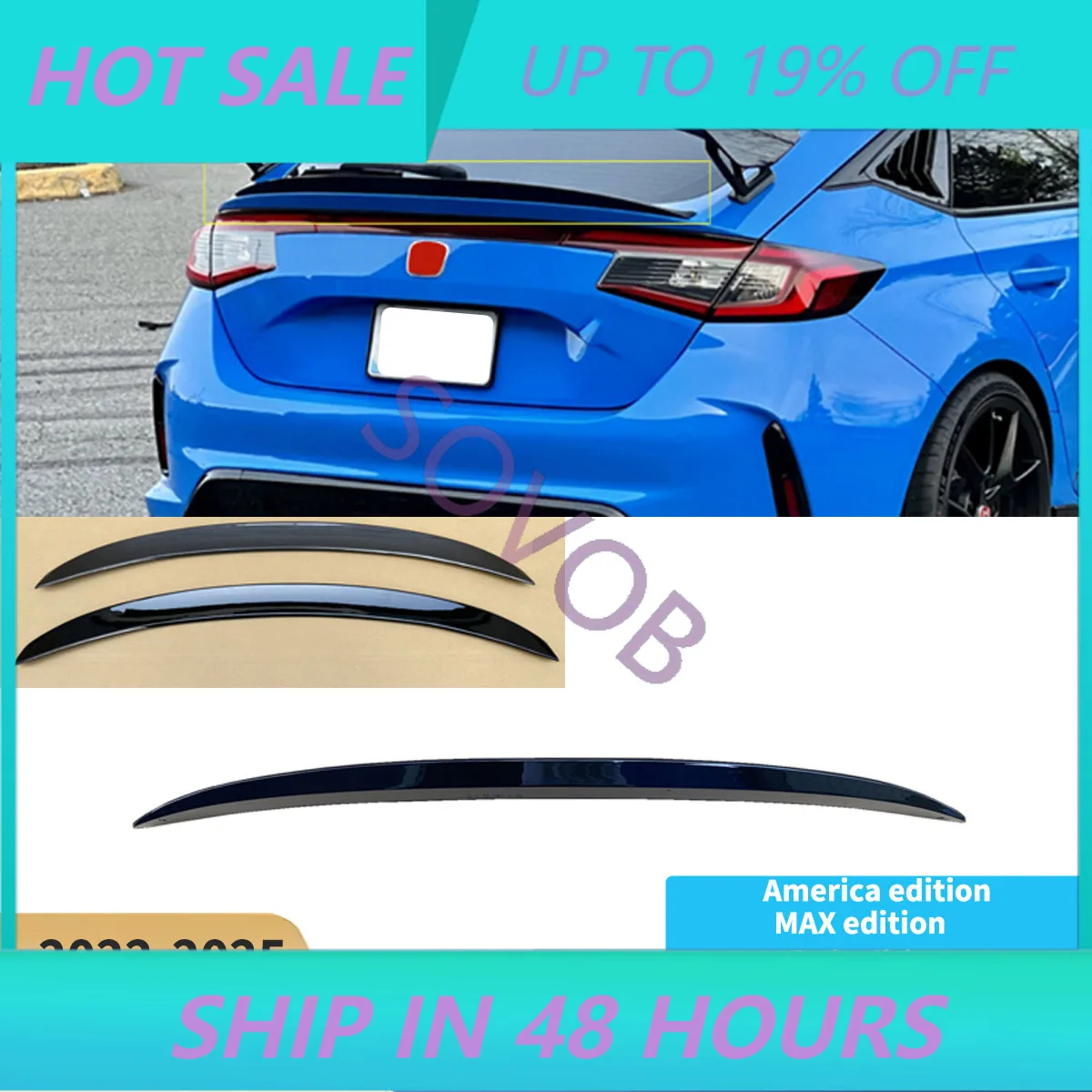Para Honda CIVIC 11.ª generación Hatchback 2022-2025: Alerón trasero, alerón de techo, difusor, splitter, kit de carrocería, aleta trasera, tuning