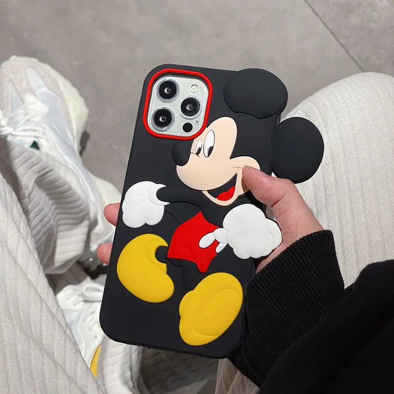 For iPhone 16 promax 15 14 Pro Max 13 12 11 7 8 Plus 6 6s SE So Cute 3D Cartoon Mickey Minnie Phone Case Soft Silicone Cover