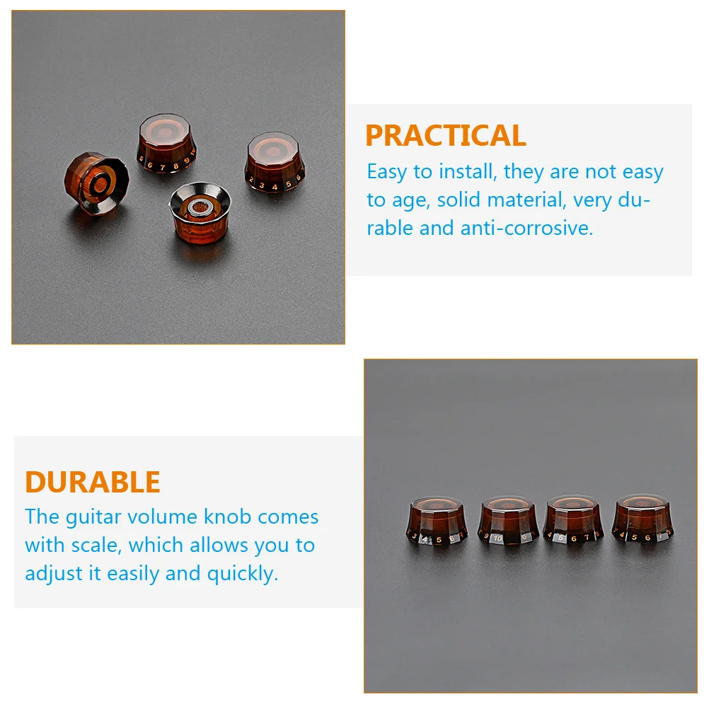 

4 Pcs Black Corner Button Fine Workmanship Guitar Knobs Volume Control Classical Accessory Plastic Electric