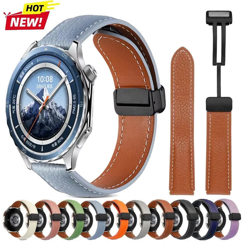 22mm Magnetic Leather Bracelet For Oppo Watch X X2 4 Pro/OnePlus Watch 3 2 2R Wrist Correa For OnePlus Watch 46mm Watch Band