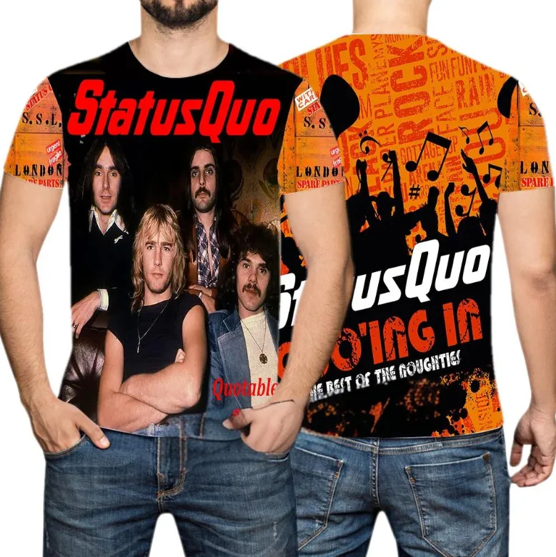 Rock Status Quo 3D Print T-shirts For Men Women Hip Hop Short Sleeve Top O-Neck T Shirt Oversized Harajuku Street Men's Clothing