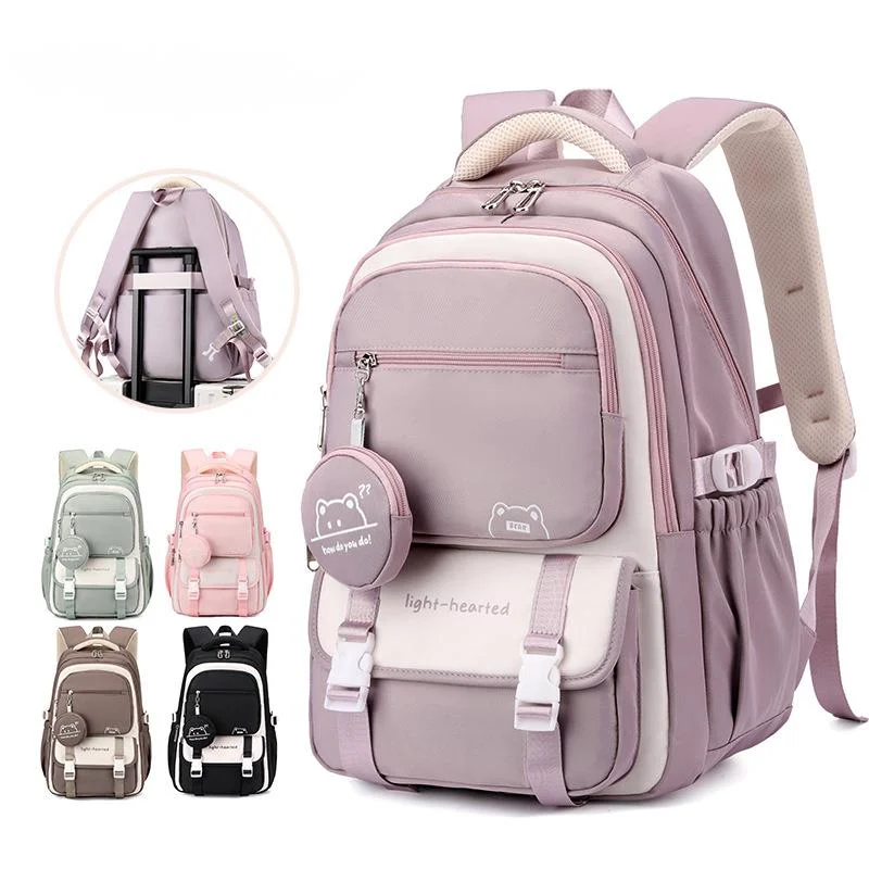 English Backpacks Girl Animal Y2K Casual Splicing Buckle Color Backpacks High Capacity Student 16 Inch Air Cushion Backpacks New
