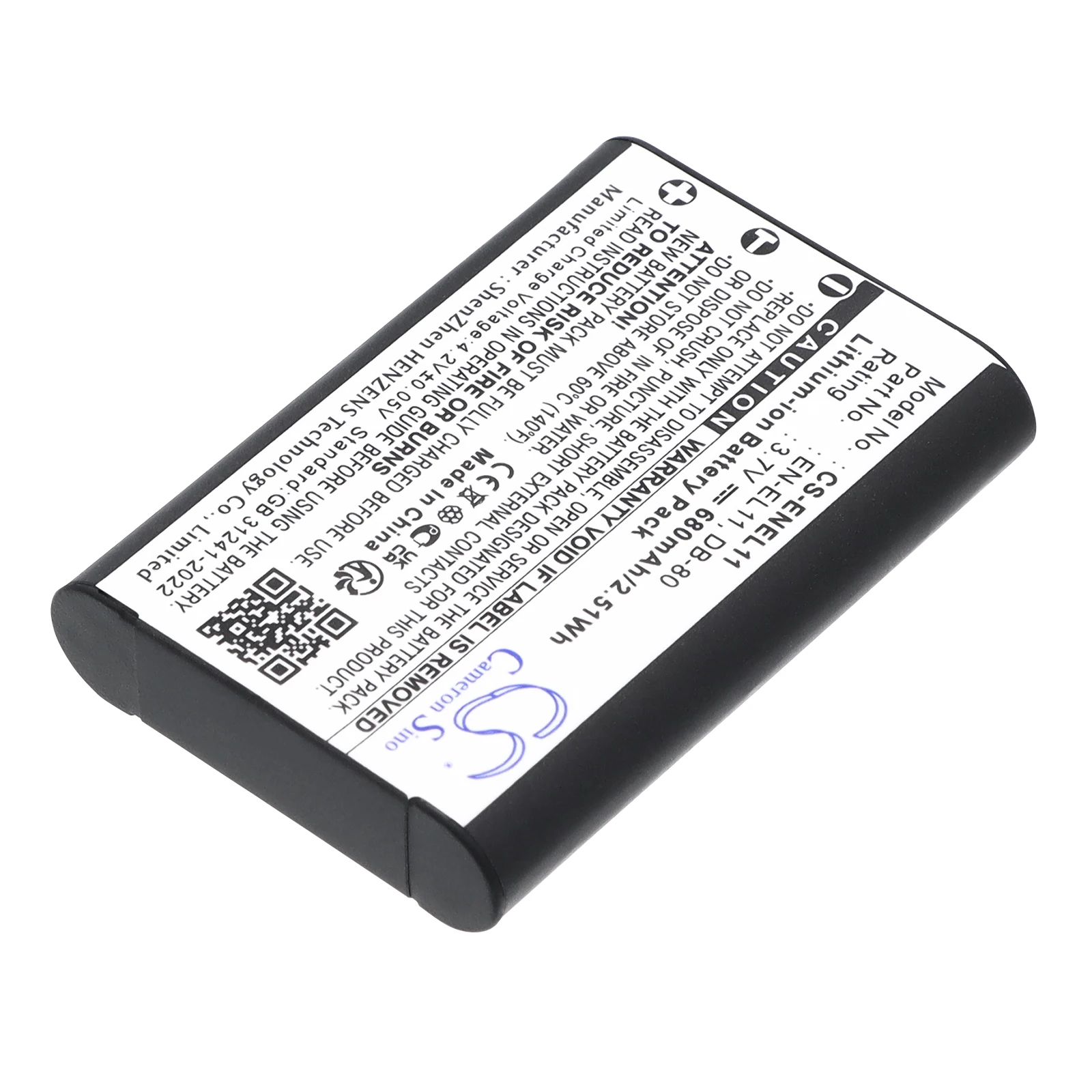CS Replacement Battery for Olympus,Ricoh,NiKon,Sanyo,Pentax FE-370 PN:Li-60B 680mAh / 2.52Wh