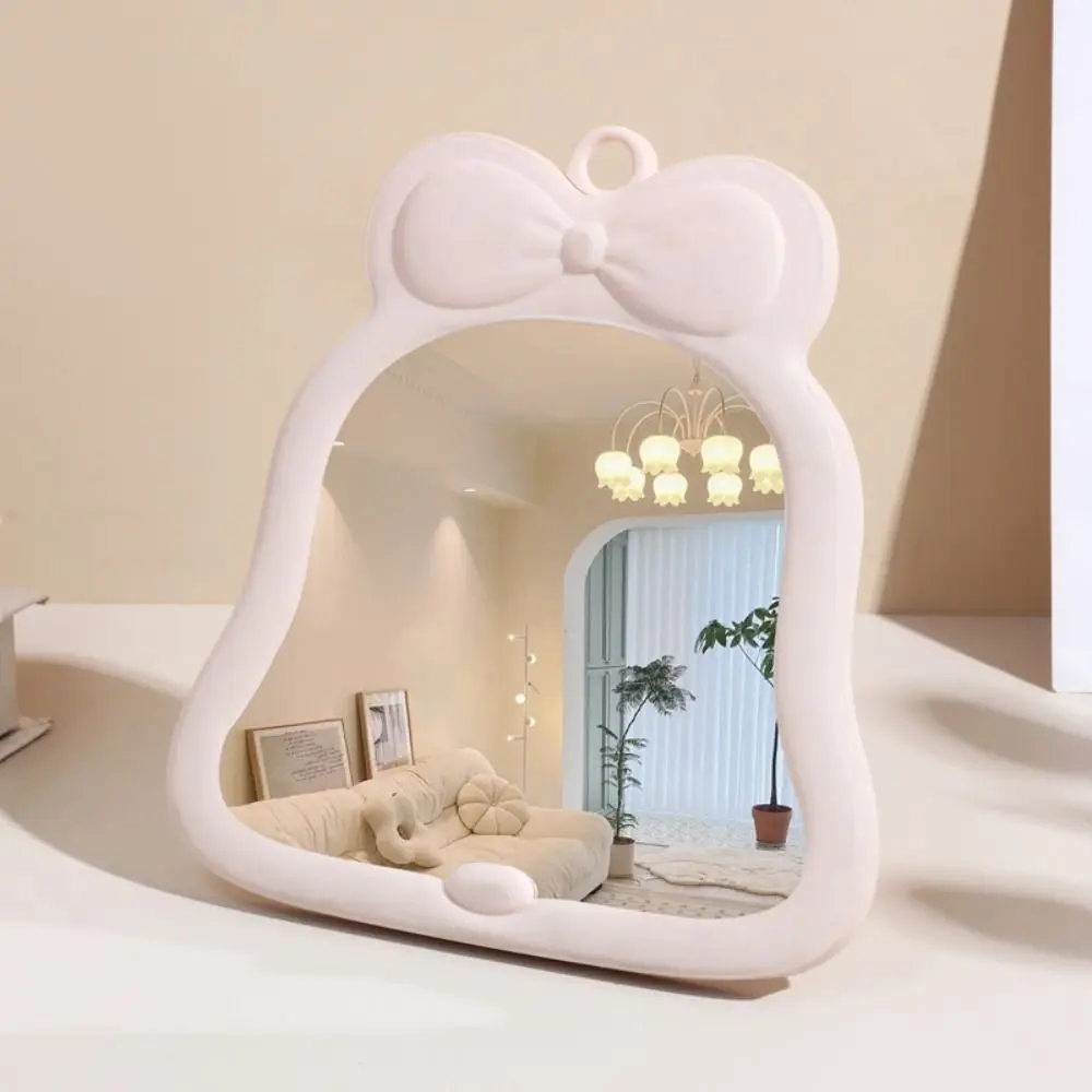 Cute Bow-knot Makeup Mirror Portable Single Face Desktop Princess Mirror Multifunction Wear-resistant Folding Mirror Student