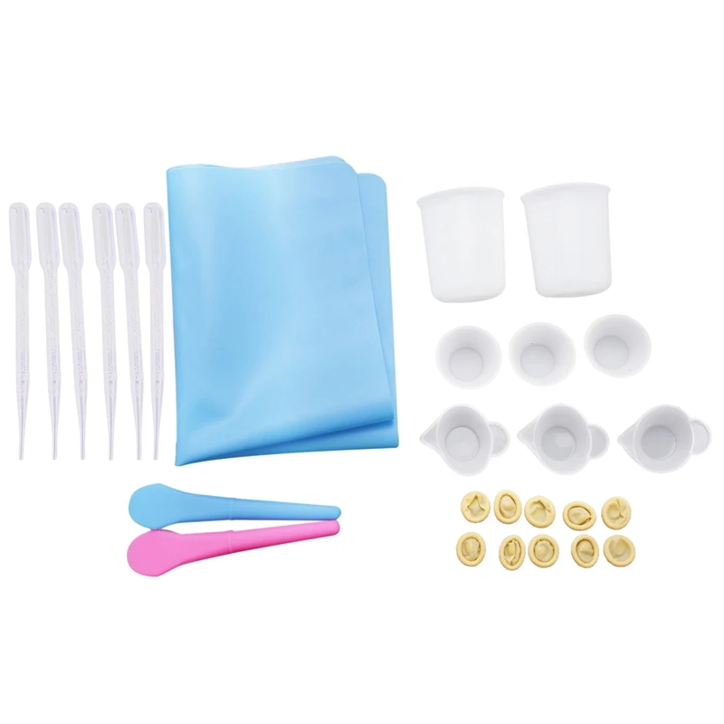 Resin Mixing Cups Kit With 100Ml Silicone Measuring Cups, Spoons, Dropping Pipettes, Finger Cots, Silicone Mat DIY