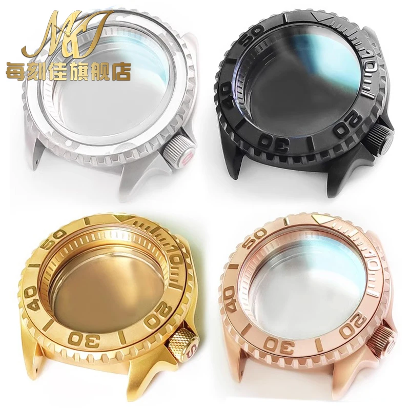 مجموعة علبة ساعات من الفولاذ المقاوم للصدأ عالية الجودة لـ SEIKO SKX007 SKX009 إطار فضي أسود وذهبي وردي وأزرق مناسب لحركة NH35 NH36 4R36