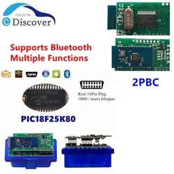 10pcs Hot Sales ELM327 2PCB Bluetooth Check V1.5 PIC18F25K80 for Android Car Diagnostic Tool