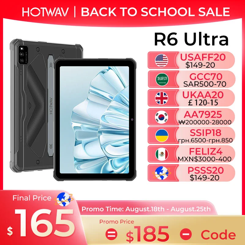 

HOTWAV R6 Ultra Rugged Tablets Global Version 15600mAh 20W Fast Charge 10.4'' FHD+ 2K Display Android 16GB(8+8) 256GB Tablet PC