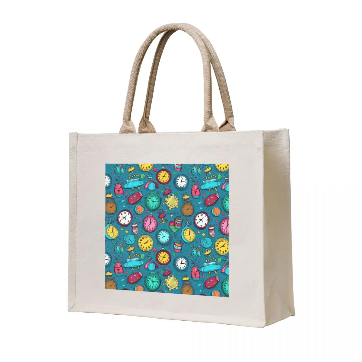 

cute clock seamless Tote Bag Shopper Canvas canvas shopping bag Cloth bags
