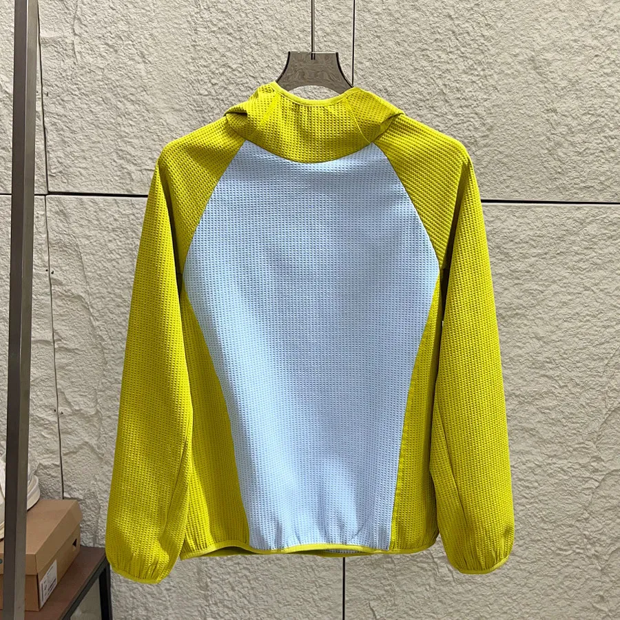 Unisex Mountain-Style Color-Block-Kapuzenpullover – Atmungsaktives Waffelstrick-Langarmshirt für Outdoor-Wanderungen & Radfahren – Detail 5